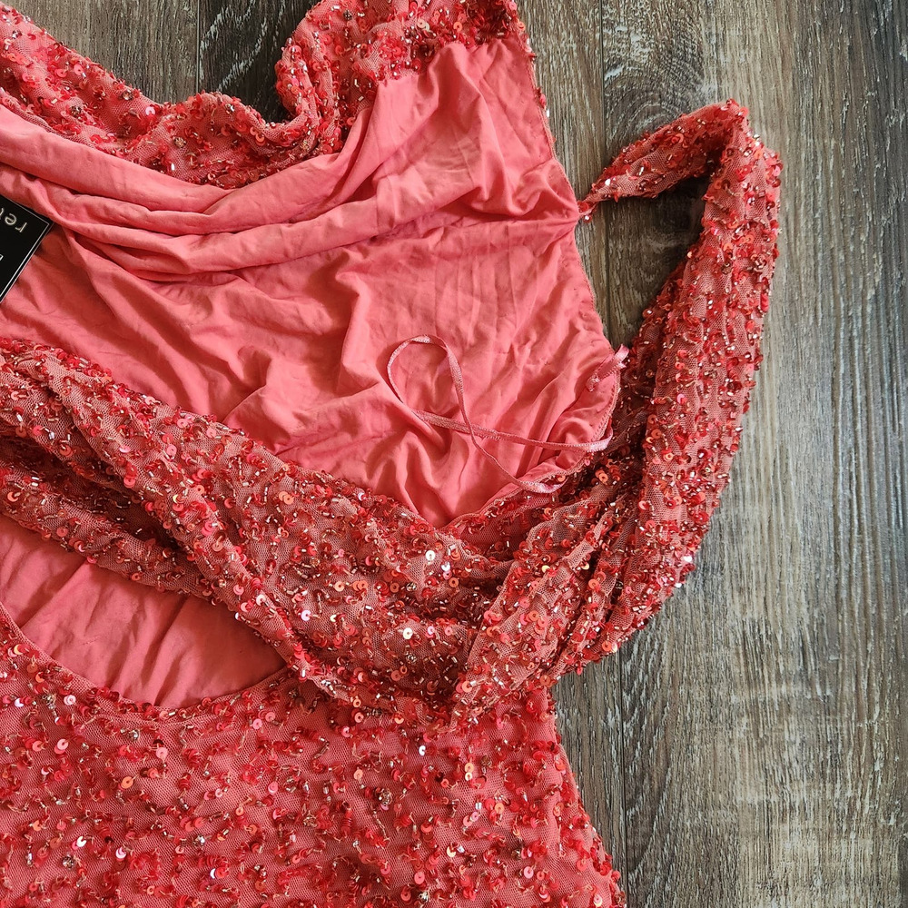 Retrofete Esme Dress in Calypso Coral Sequin Beaded Medium NWT Sleeveless - Picture 9 of 12